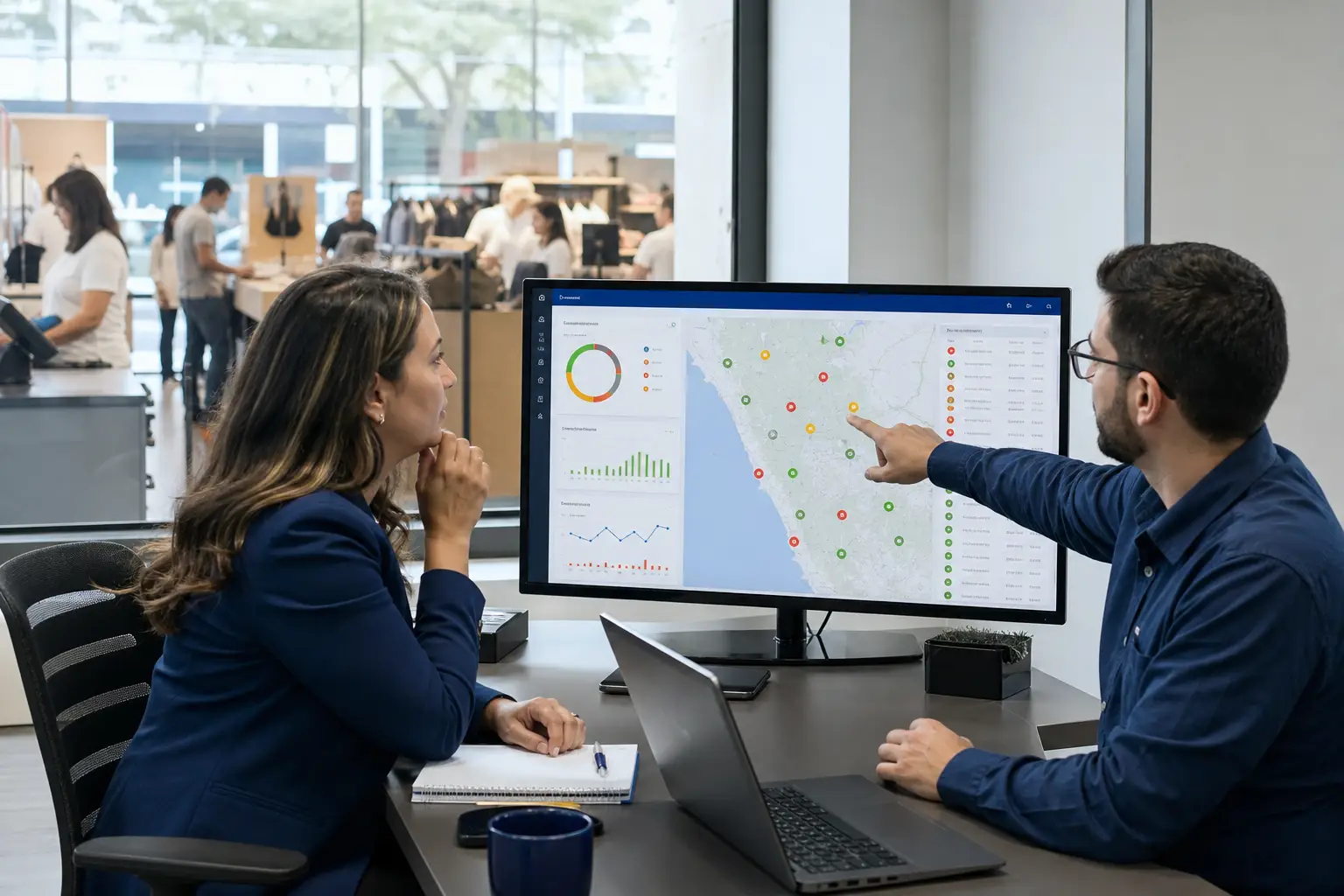 Equipo de TI analizando indicadores de infraestructura y soporte mediante Microsoft Power BI